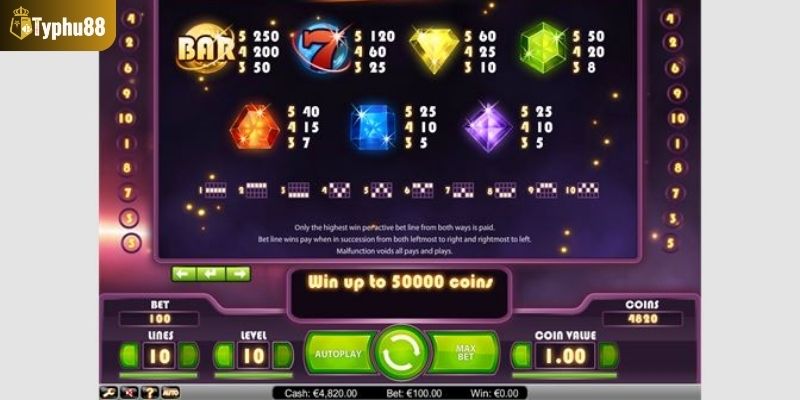 Sự lựa chọn phong phú hệ thống trò starburst